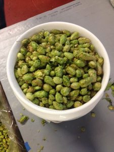Hops are stuffed into bags before being placed in fermentation tanks.