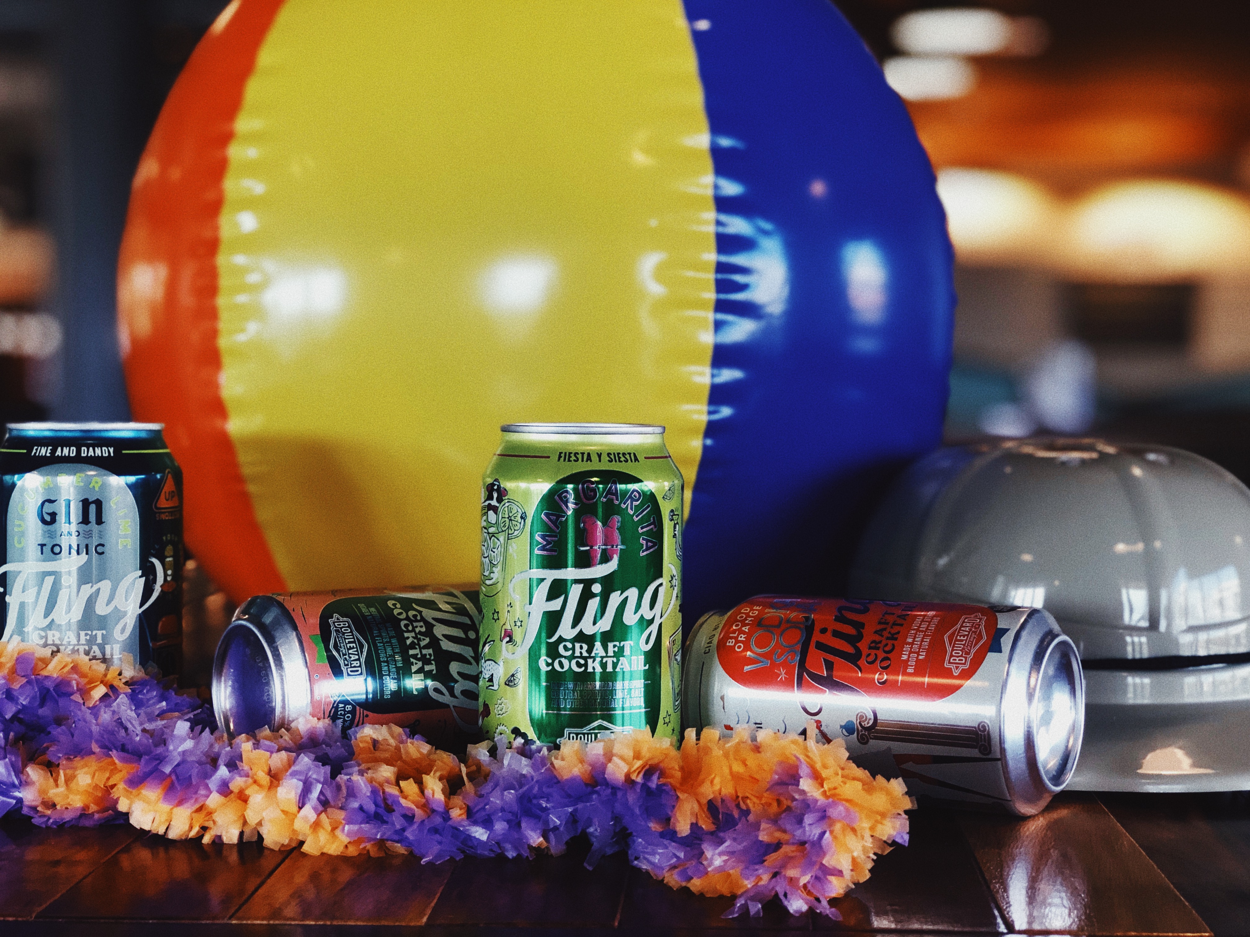 Fling Craft Cocktail Cans with Beach gear