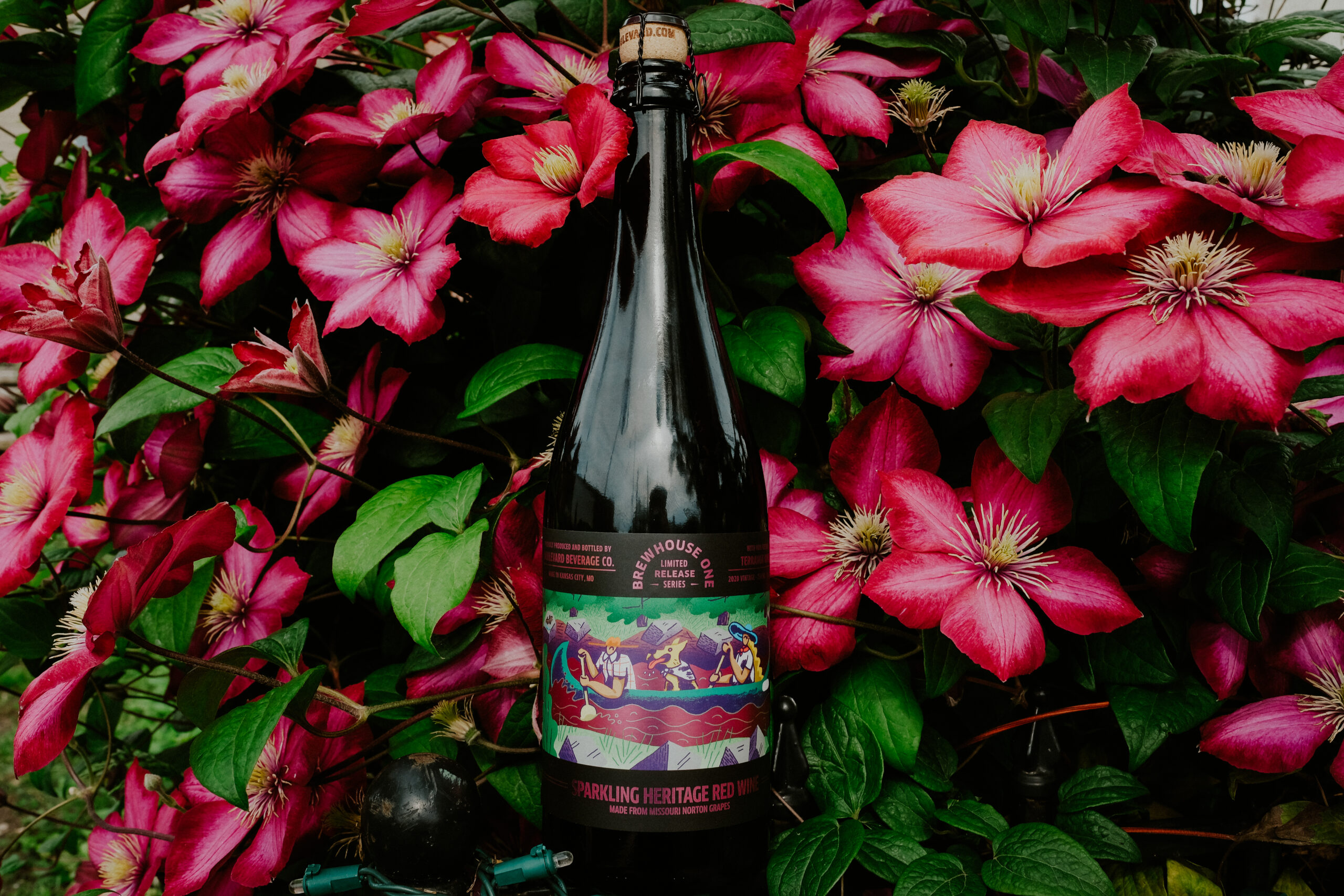 Sparkling Heritage Red Wine made from Missouri Norton Grapes