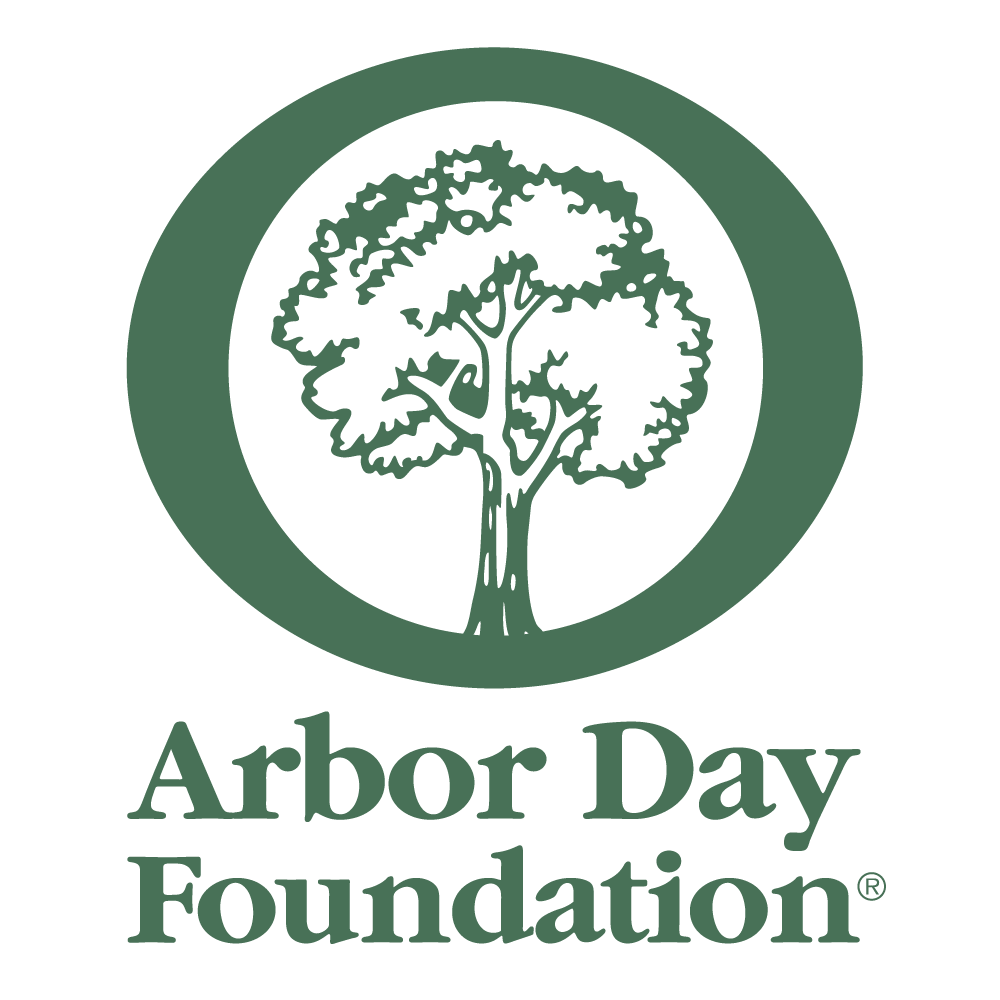 The green logo of the Arbor Day Foundation, about which much is celebrated, features a stylized tree inside a circular border with the text "Arbor Day Foundation" below.