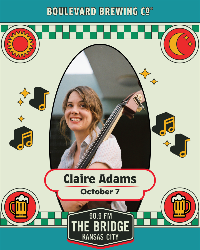 Event poster for The Early Show at Boulevard Brewing Co. featuring musician Claire Adams on October 7, presented by 90.9 FM The Bridge.